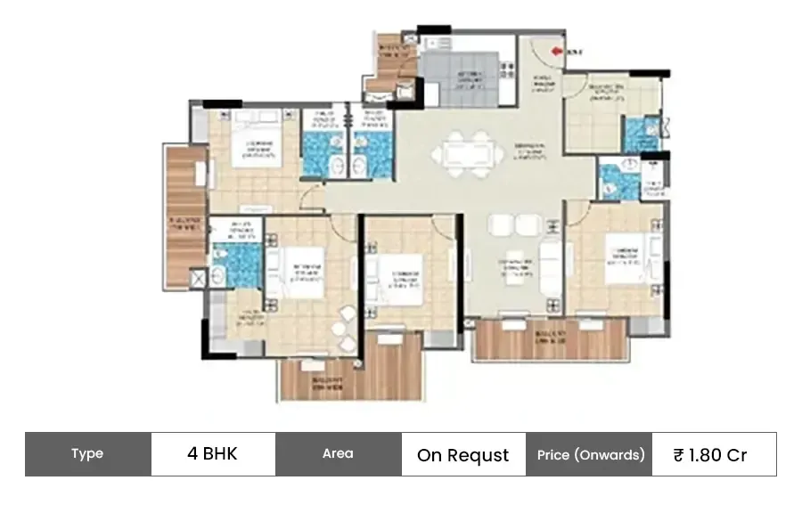 Vedshree Zenith Vista 4 BHK floor plan, sq ft area